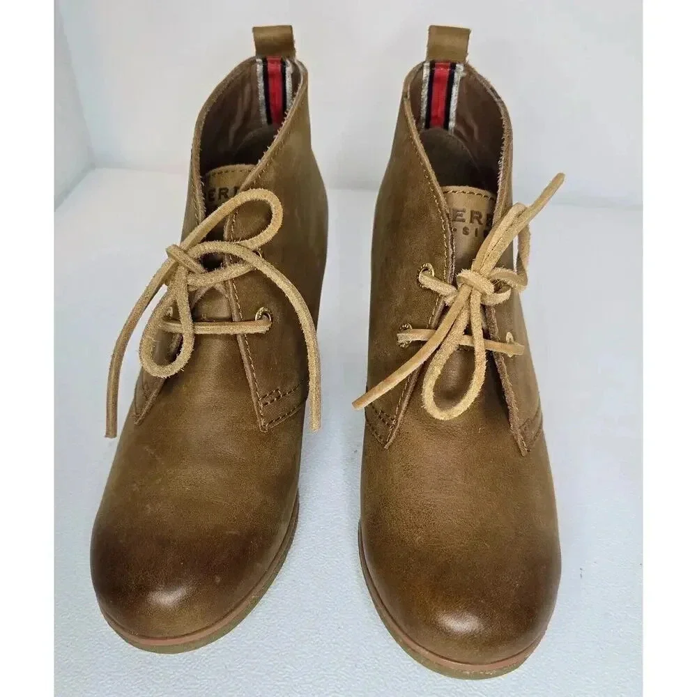 Sperry Women's Harlow Cognac Ankle Boot Nubuck Leather Size 6.5 B